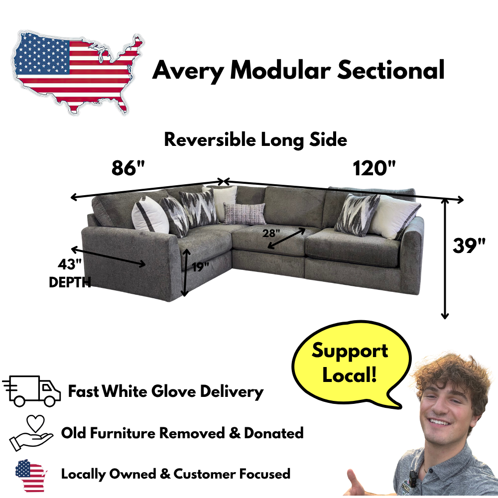 Avery Modular Sectional In Slate Gray (Customizable)