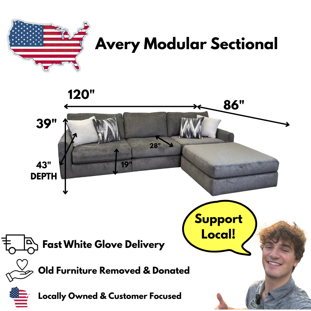 Avery Modular Sectional In Slate Gray (Customizable)