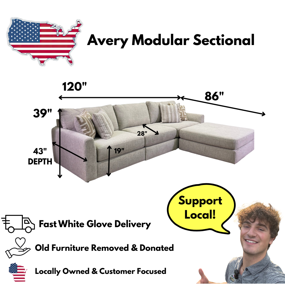 Avery Modular Sectional In Cream (Customizable)