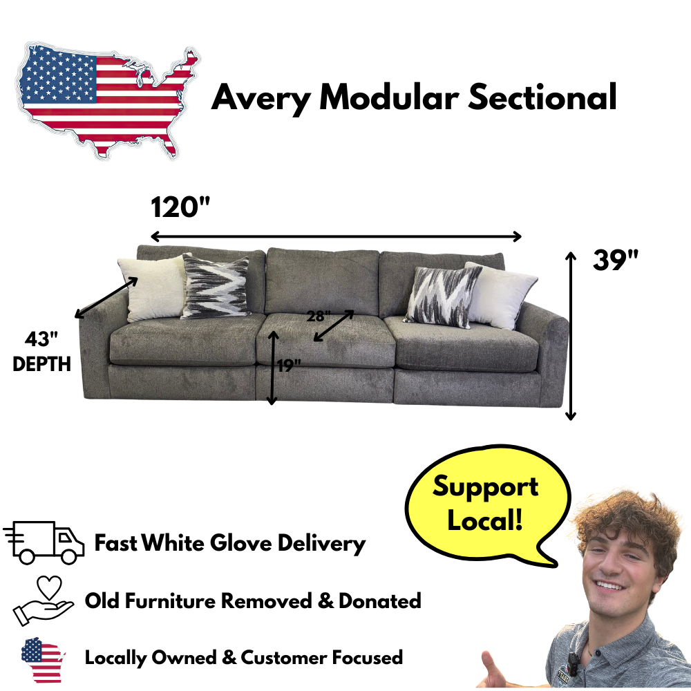 Avery Modular Sectional In Slate Gray (Customizable)