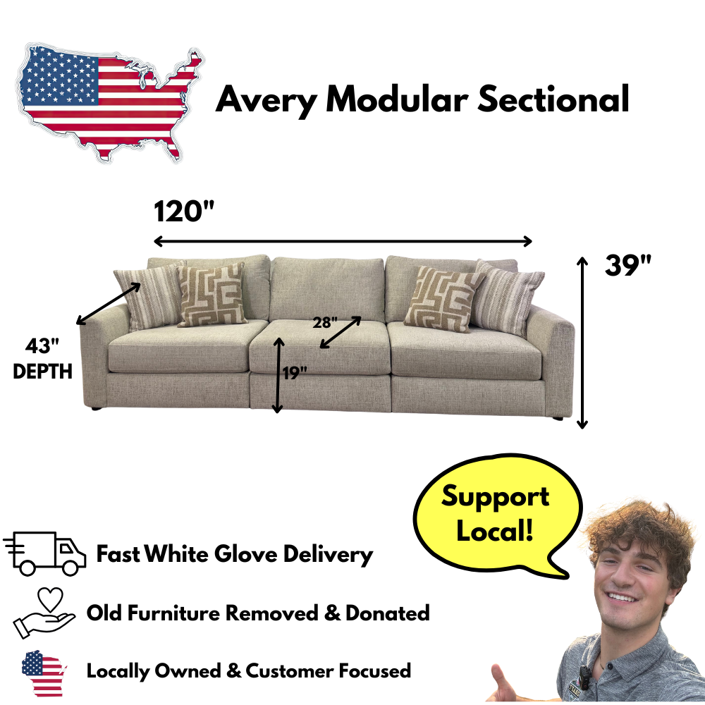 Avery Modular Sectional In Cream (Customizable)