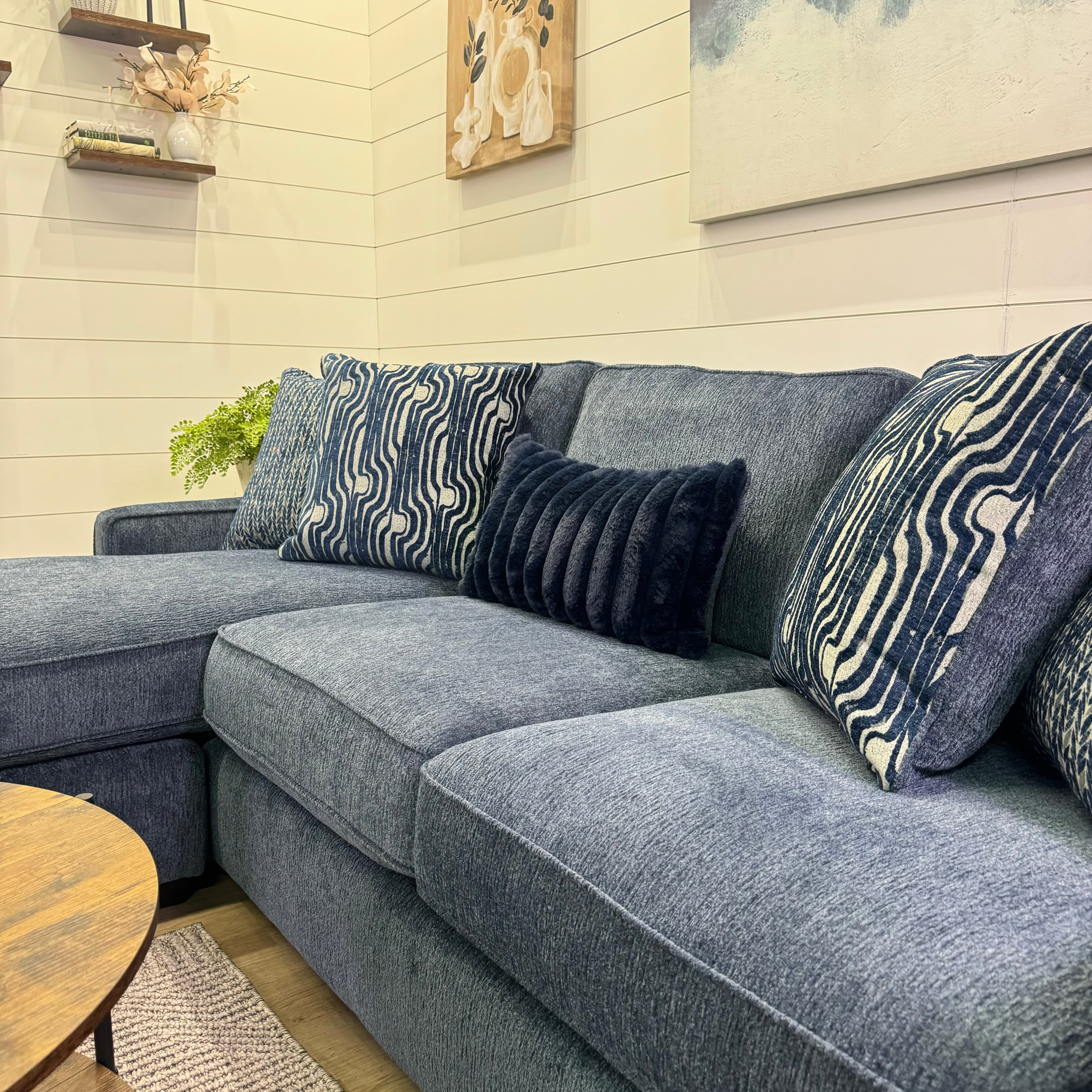 🔥 BF SPECIAL! - Michigan Blue Sectional Sofa Reversible Chaise