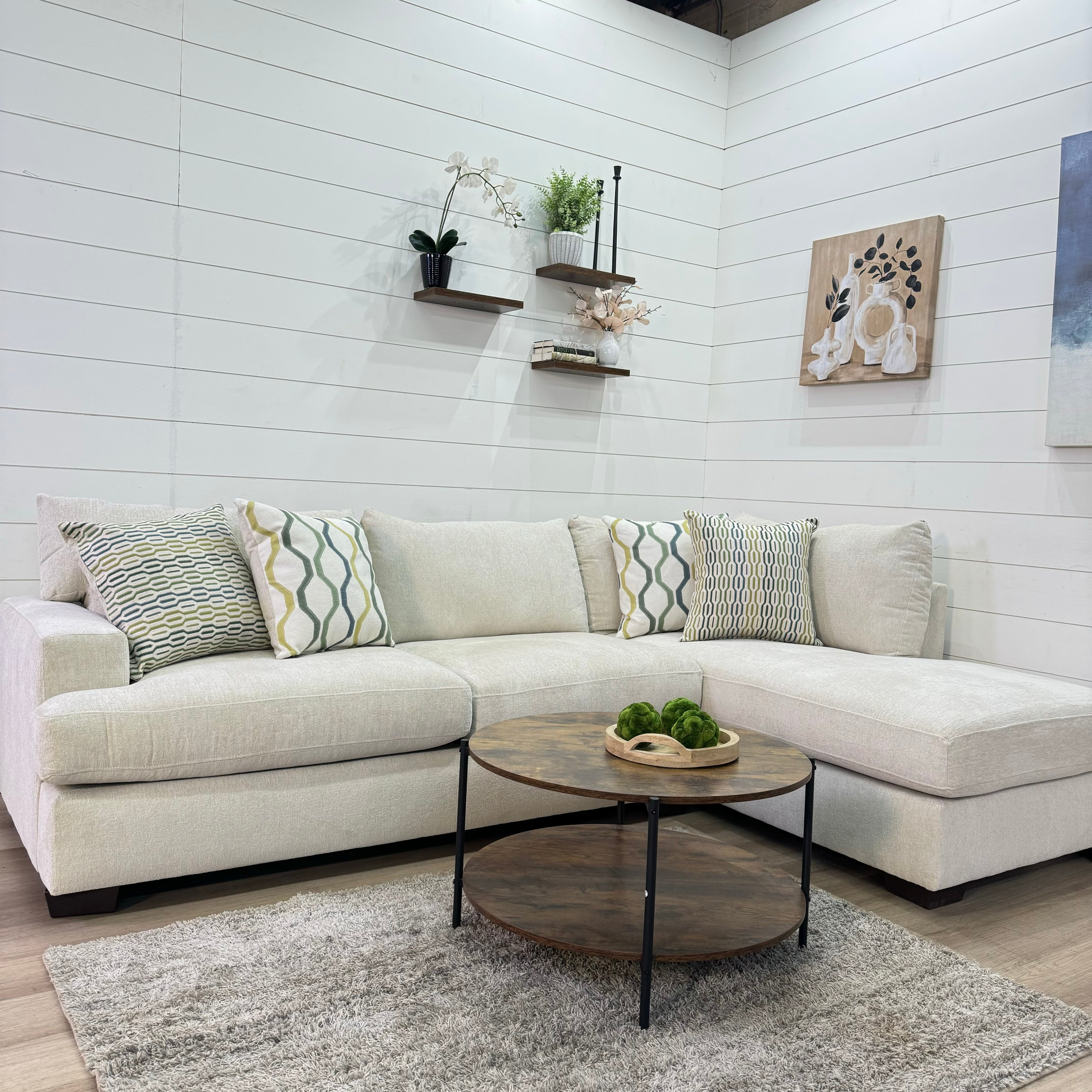 🔥 BF SPECIAL! - Sahara Cream Two Piece Chaise Sectional