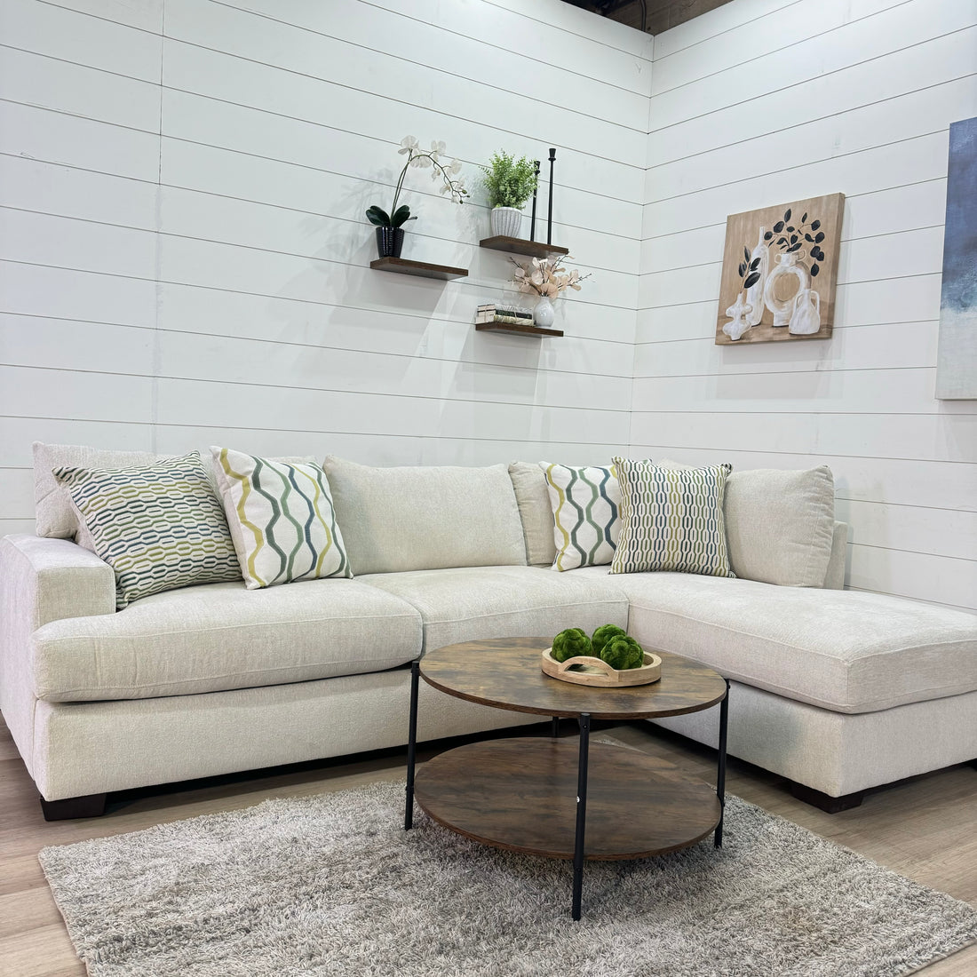 Sahara Cream Two Piece Chaise Sectional