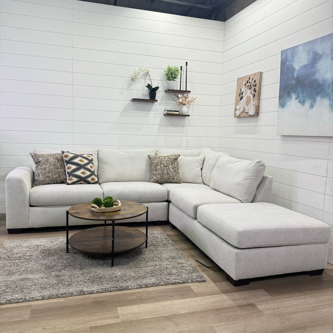 Sierra Creme L Shaped Chaise Sectional with Storage
