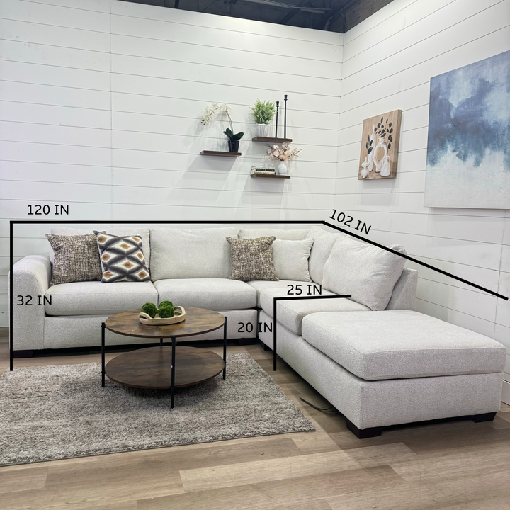 Sierra Creme L Shaped Chaise Sectional with Storage