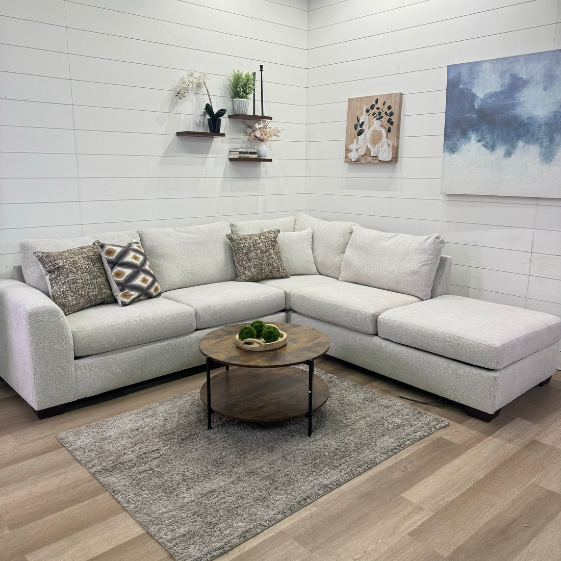 Sierra Creme L Shaped Chaise Sectional with Storage