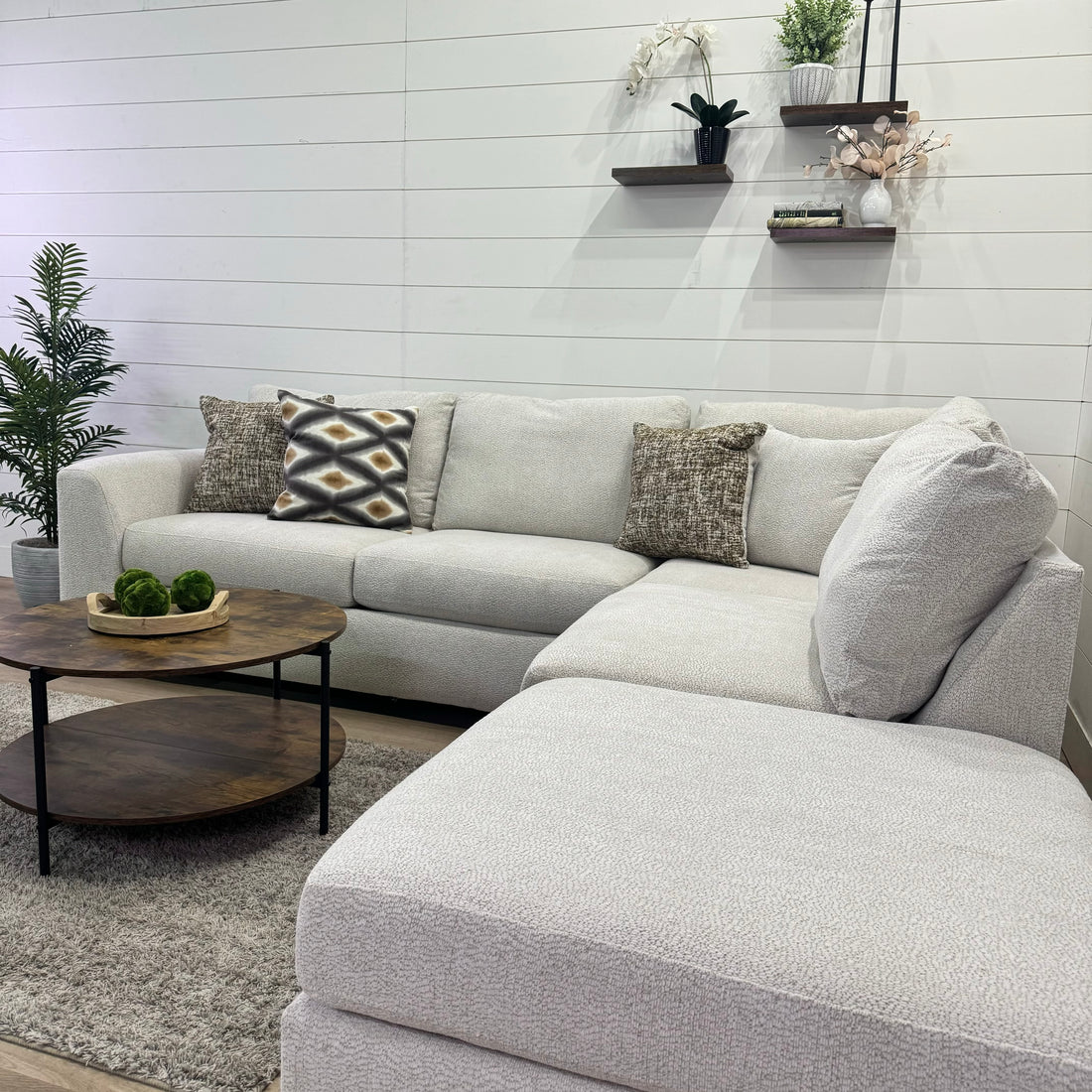 Sierra Creme L Shaped Chaise Sectional with Storage