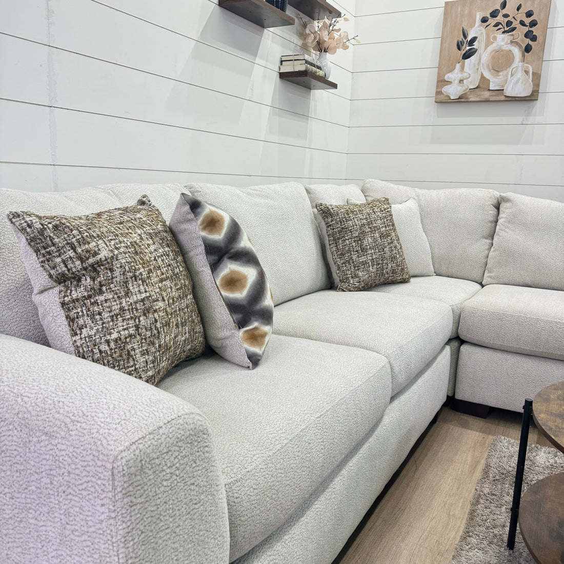 Sierra Creme L Shaped Chaise Sectional with Storage