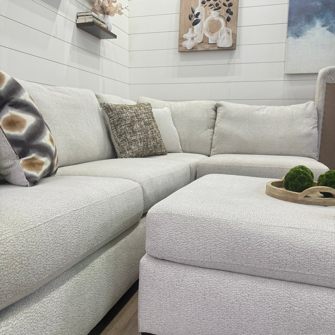 Sierra Creme L Shaped Chaise Sectional with Storage