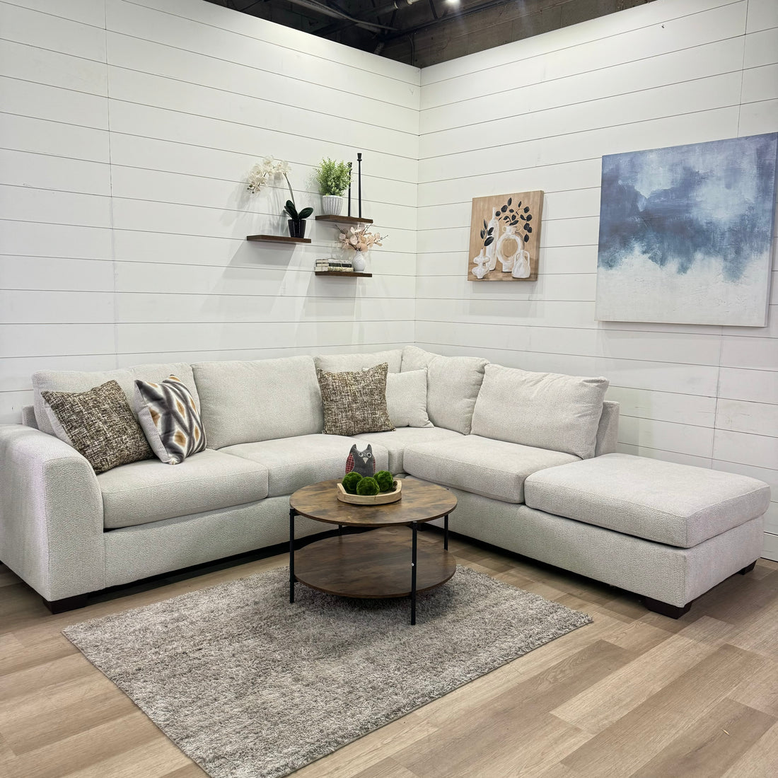 Sierra Creme L Shaped Chaise Sectional with Storage