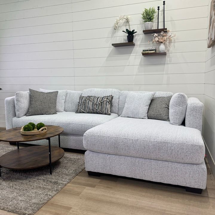 Bella Oversized Ivory Chaise Sectional with Ottoman