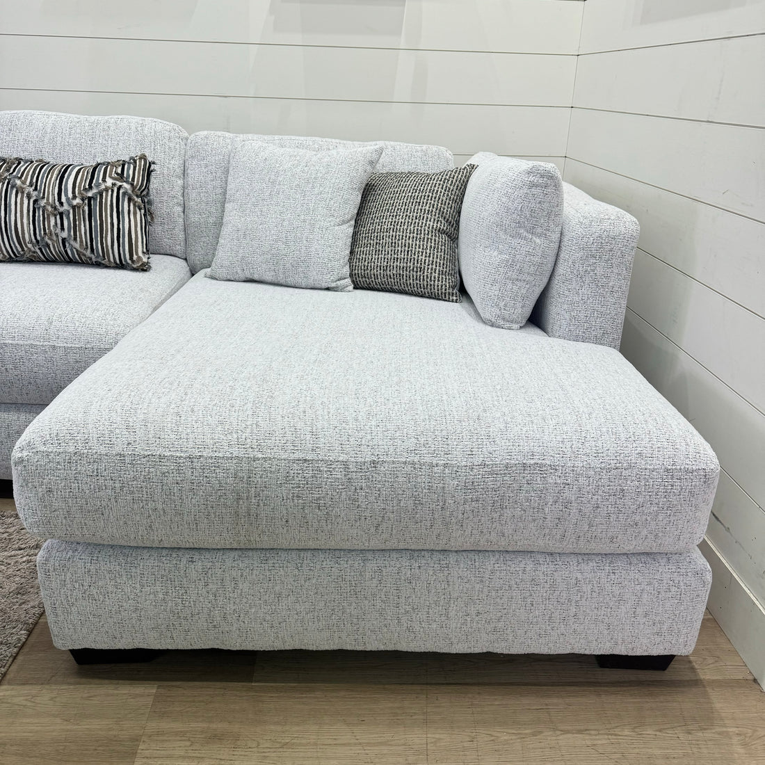 Bella Oversized Ivory Chaise Sectional with Ottoman