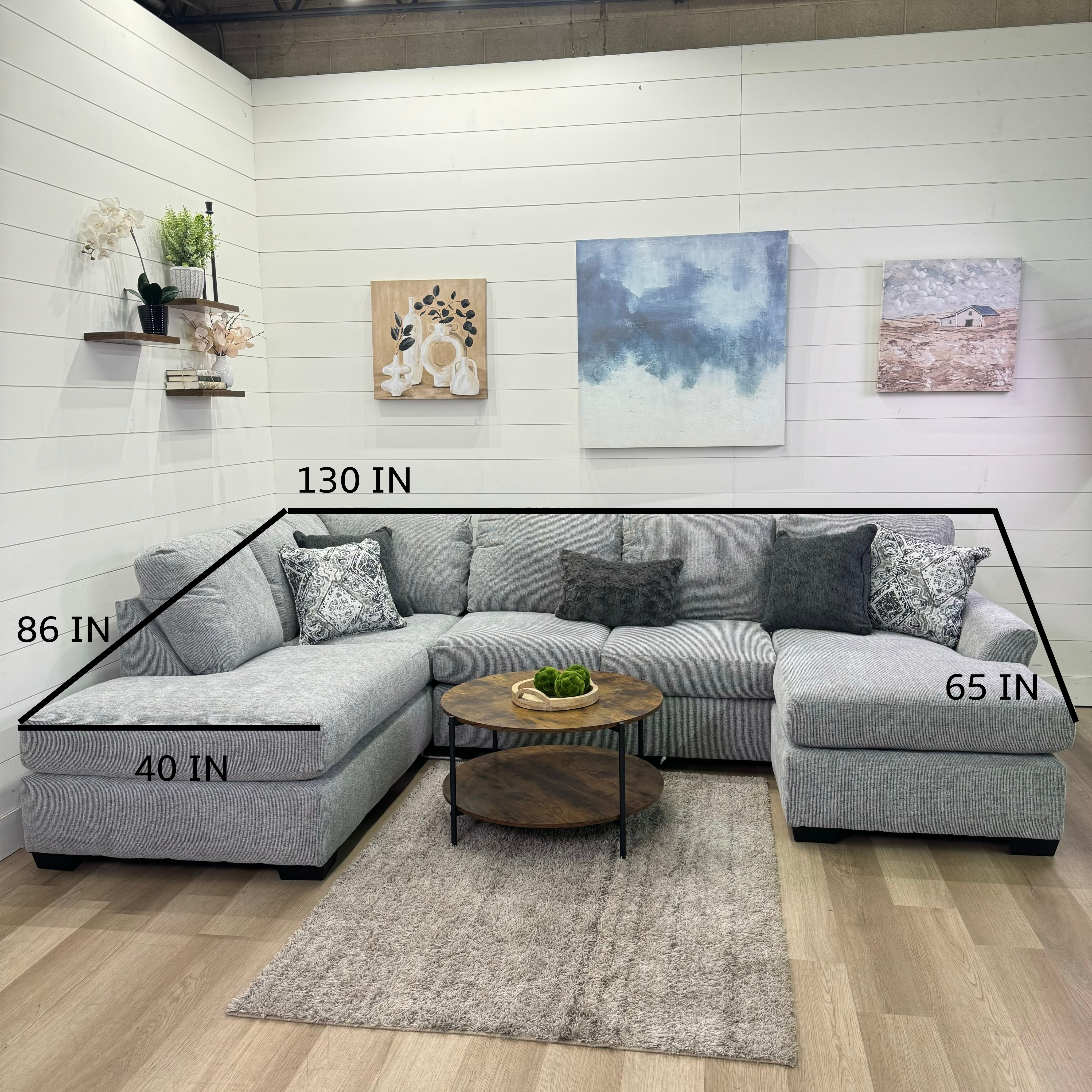 Brayden Double Chaise Sectional In Gray