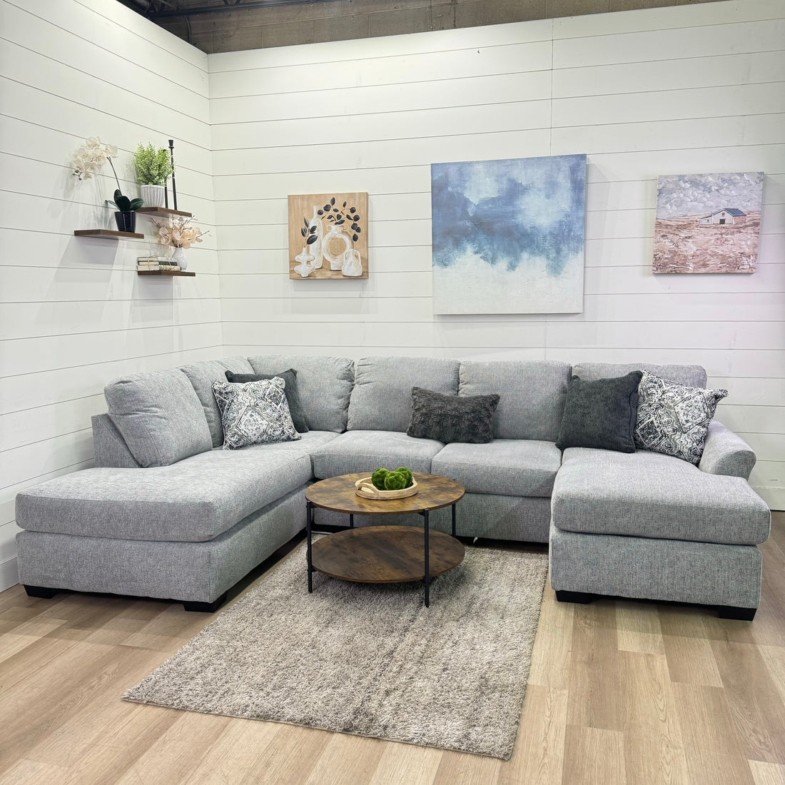 Brayden Double Chaise Sectional In Gray