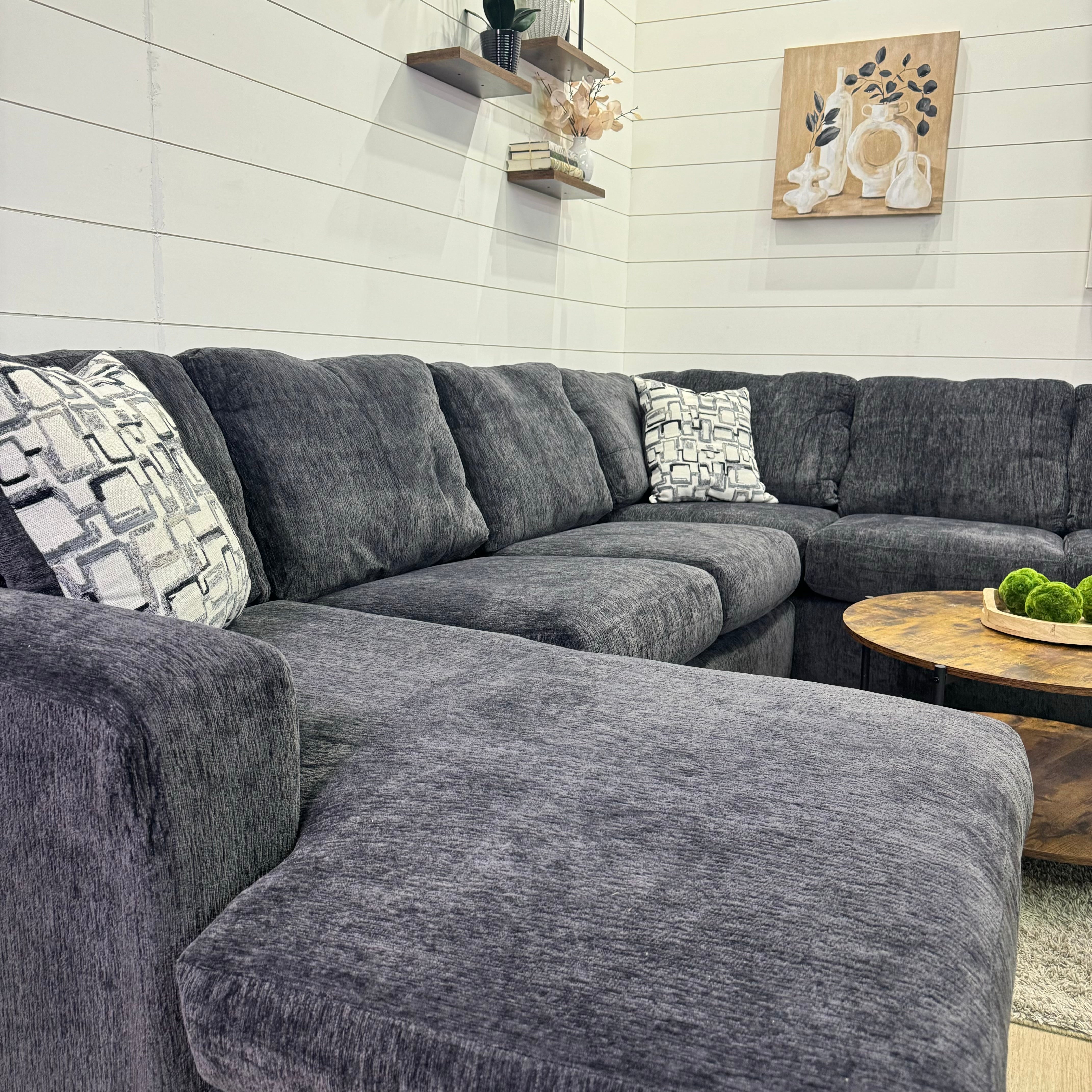 Rowan Charcoal U-Shaped Sectional with Chaise