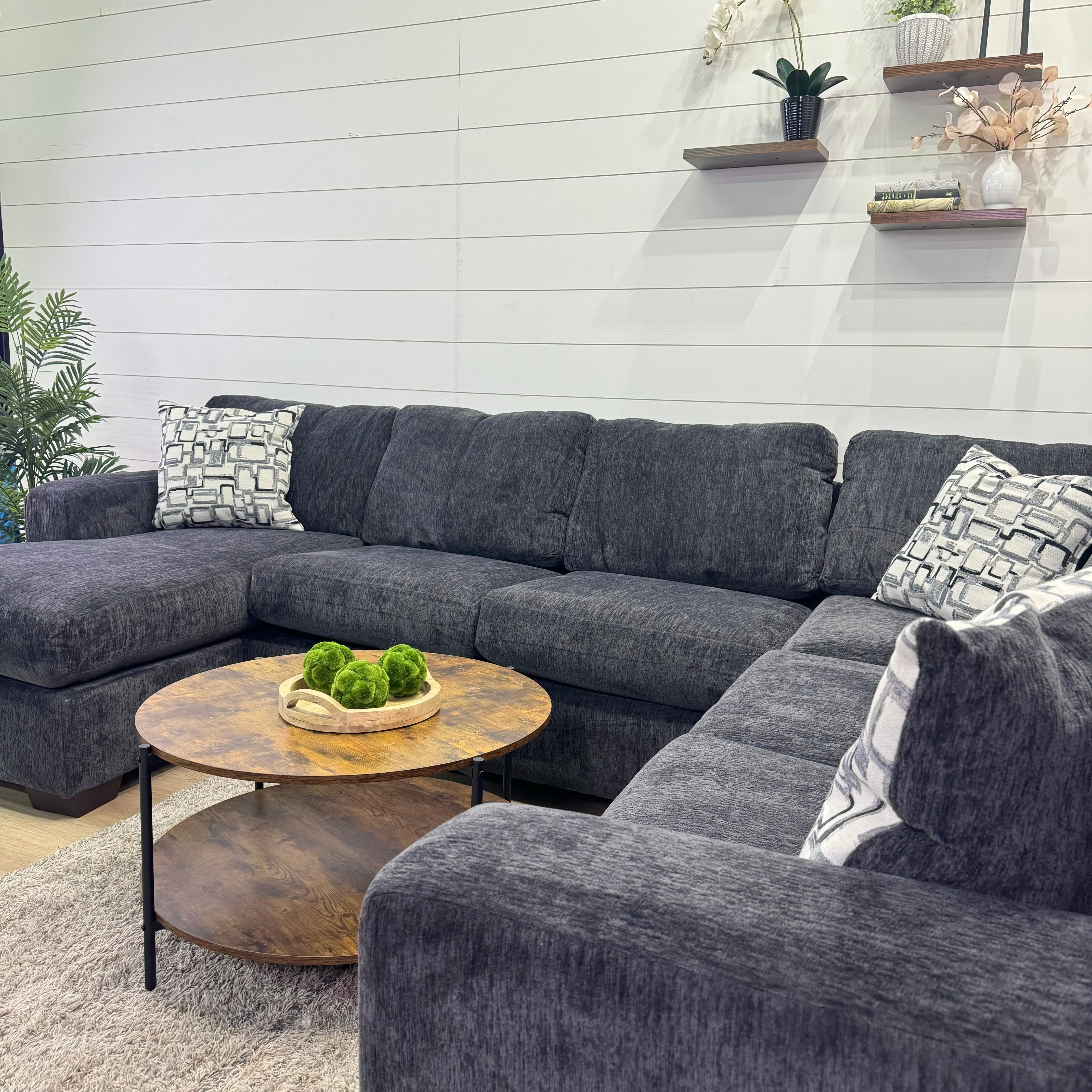 Rowan Charcoal U-Shaped Sectional with Chaise