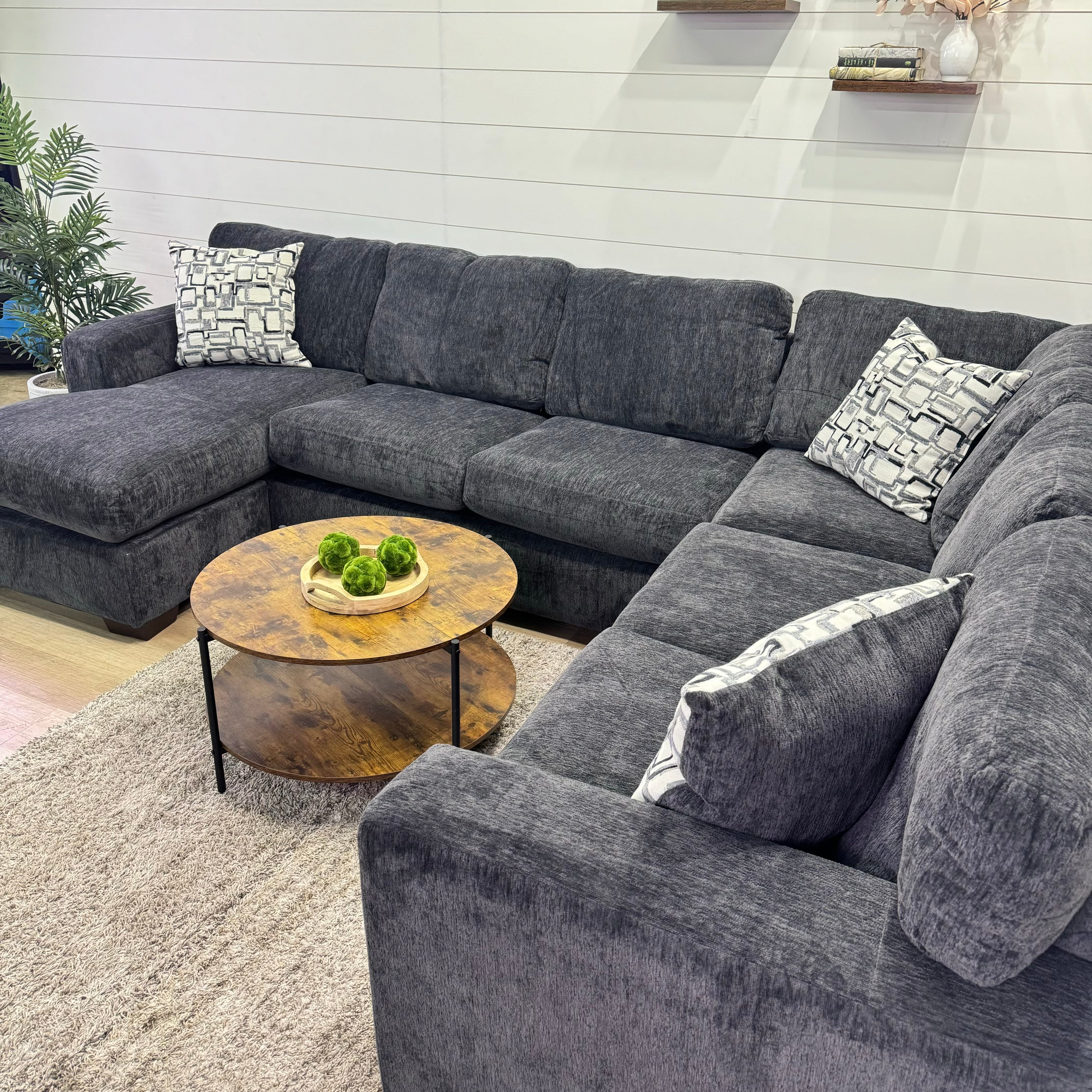 Rowan Charcoal U-Shaped Sectional with Chaise