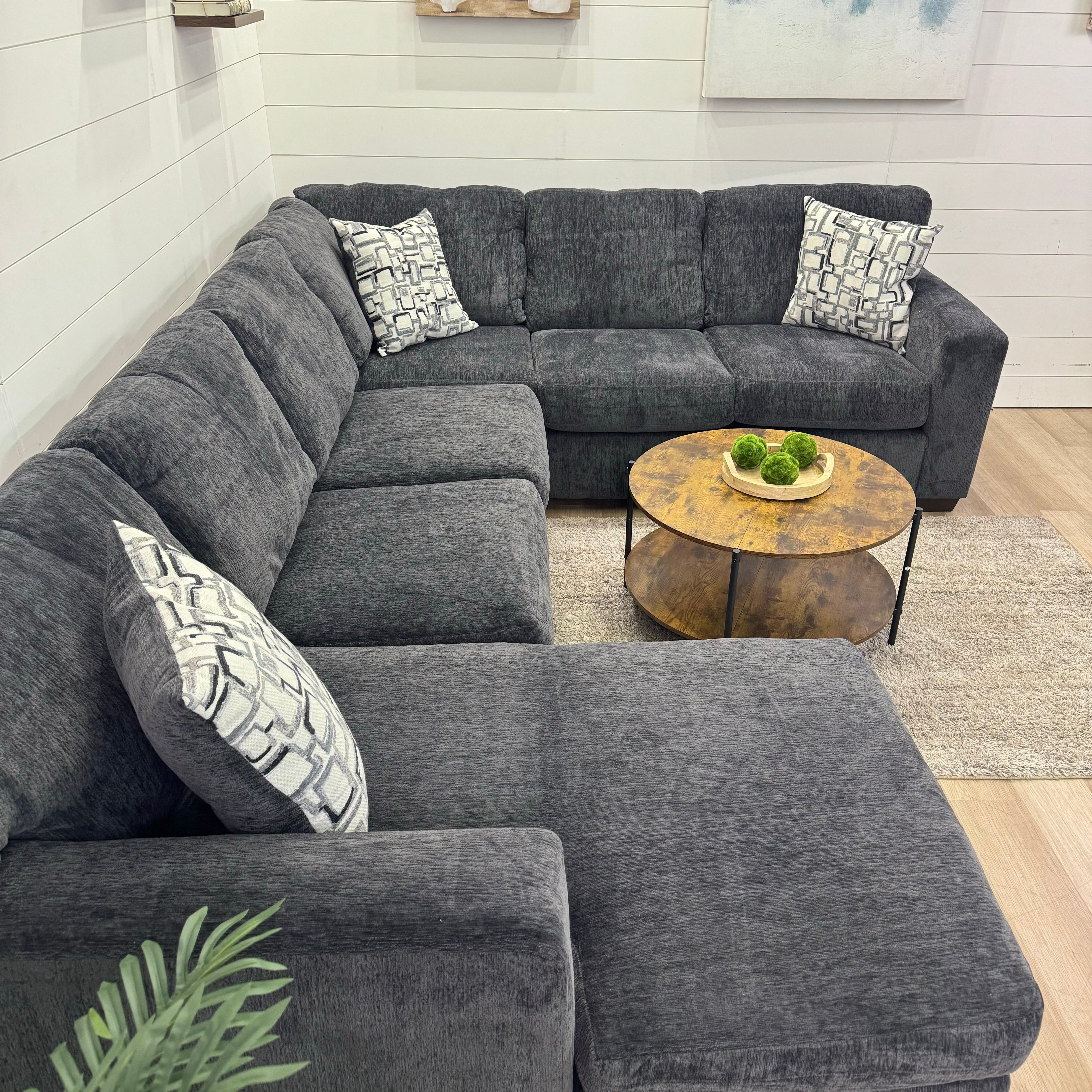 Rowan Charcoal U-Shaped Sectional with Chaise