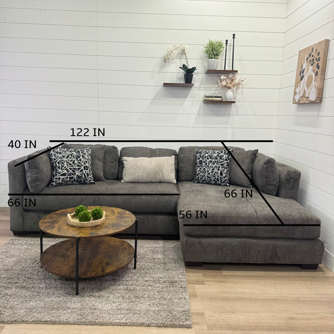 Bruce Oversized Chaise Sectional with Ottoman