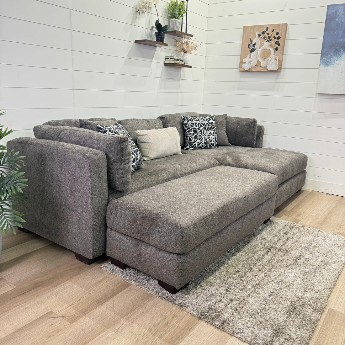 Bruce Oversized Chaise Sectional with Ottoman
