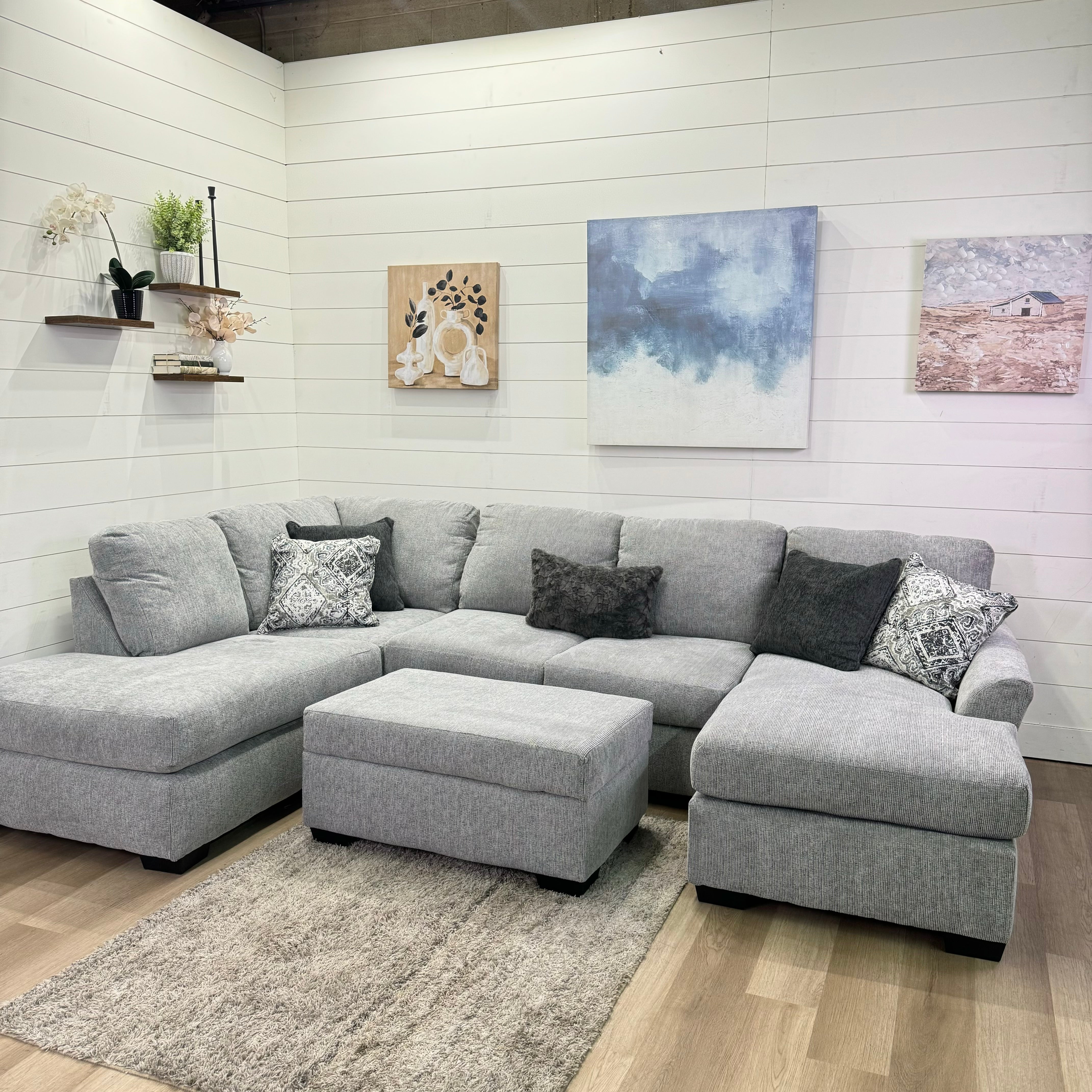 Brayden Double Chaise Sectional In Gray
