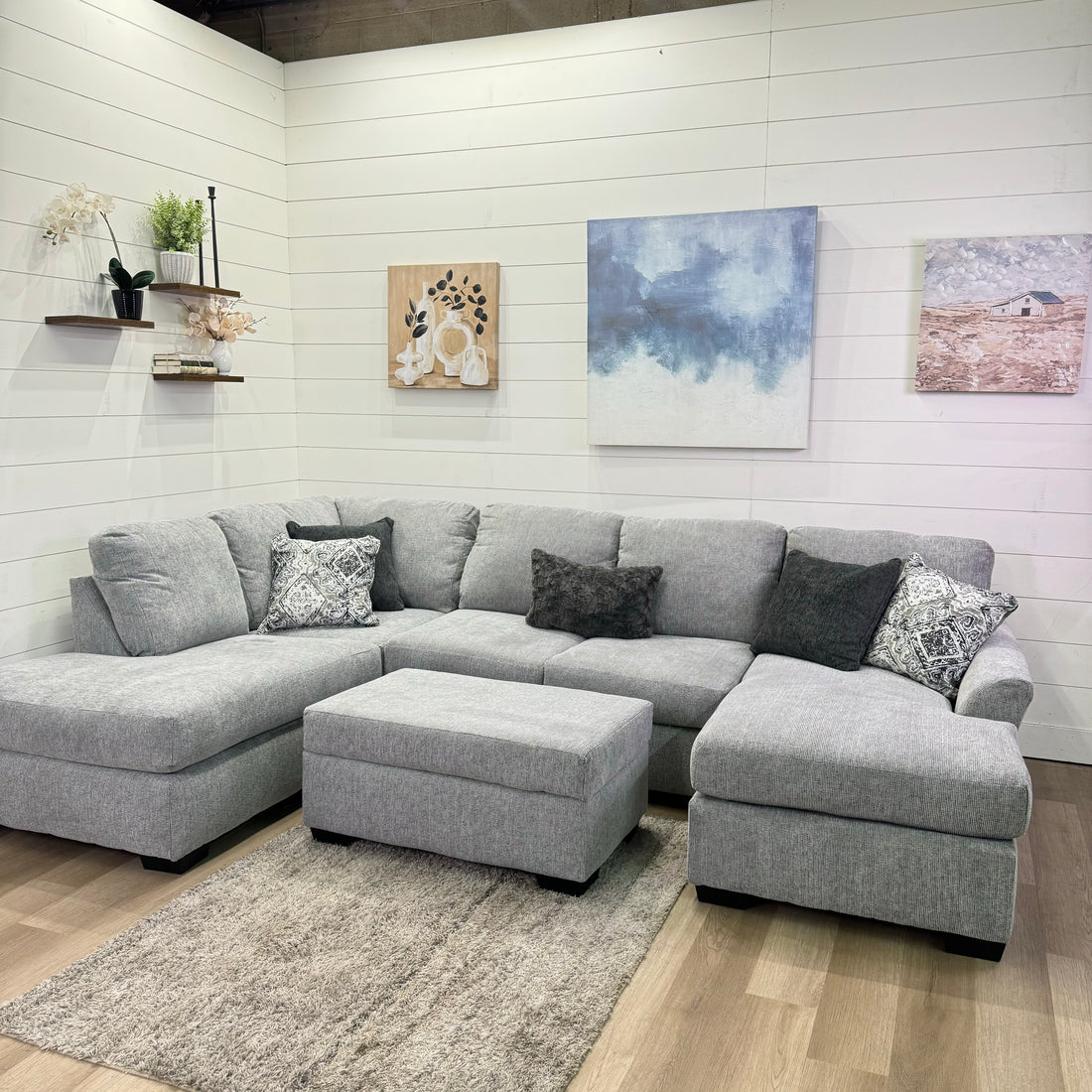 Brayden Double Chaise Sectional In Gray