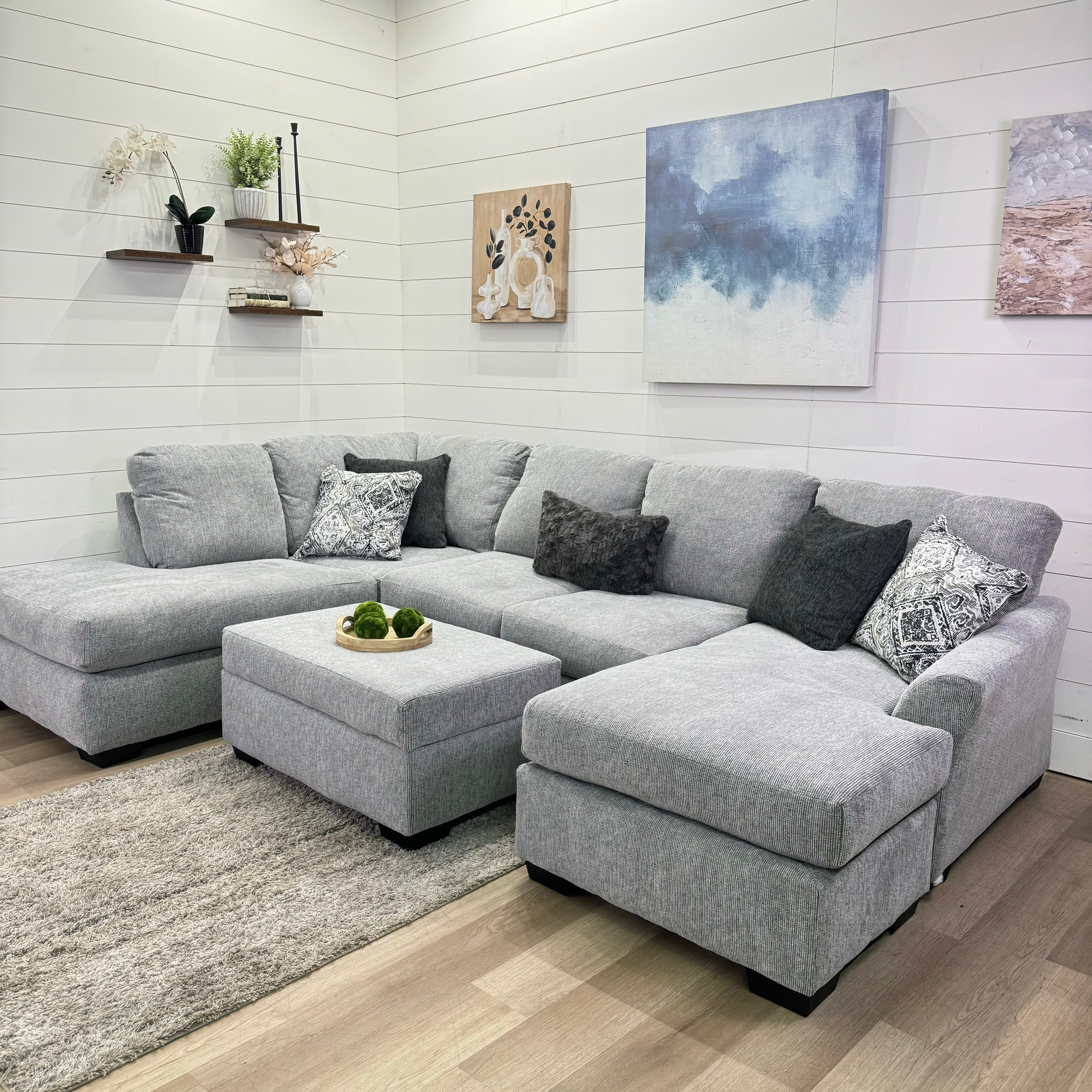Brayden Double Chaise Sectional In Gray