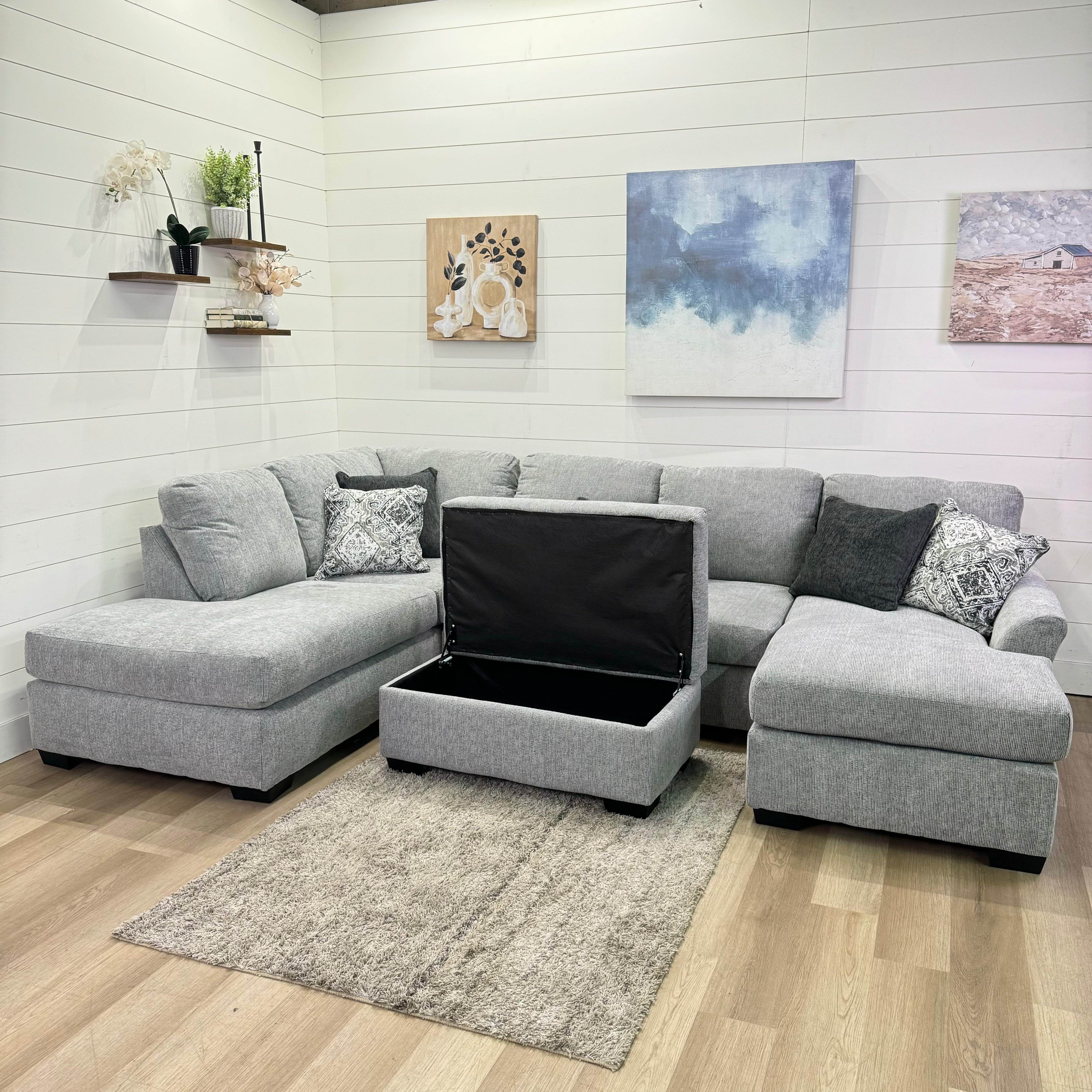 Brayden Double Chaise Sectional In Gray