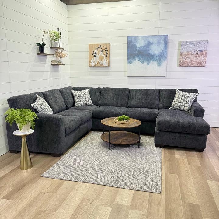 Rowan Charcoal U-Shaped Sectional with Chaise