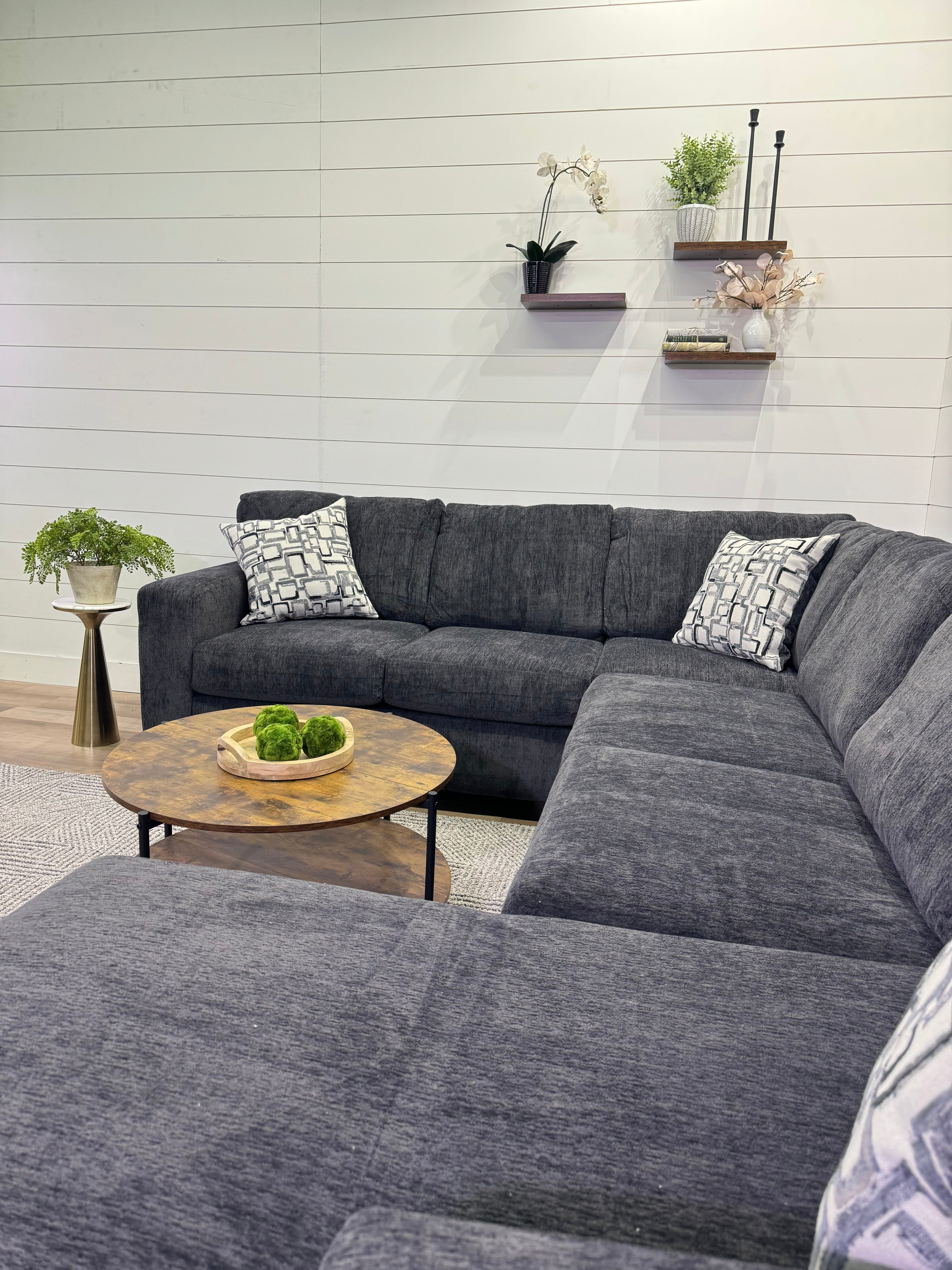 Rowan Charcoal U-Shaped Sectional with Chaise