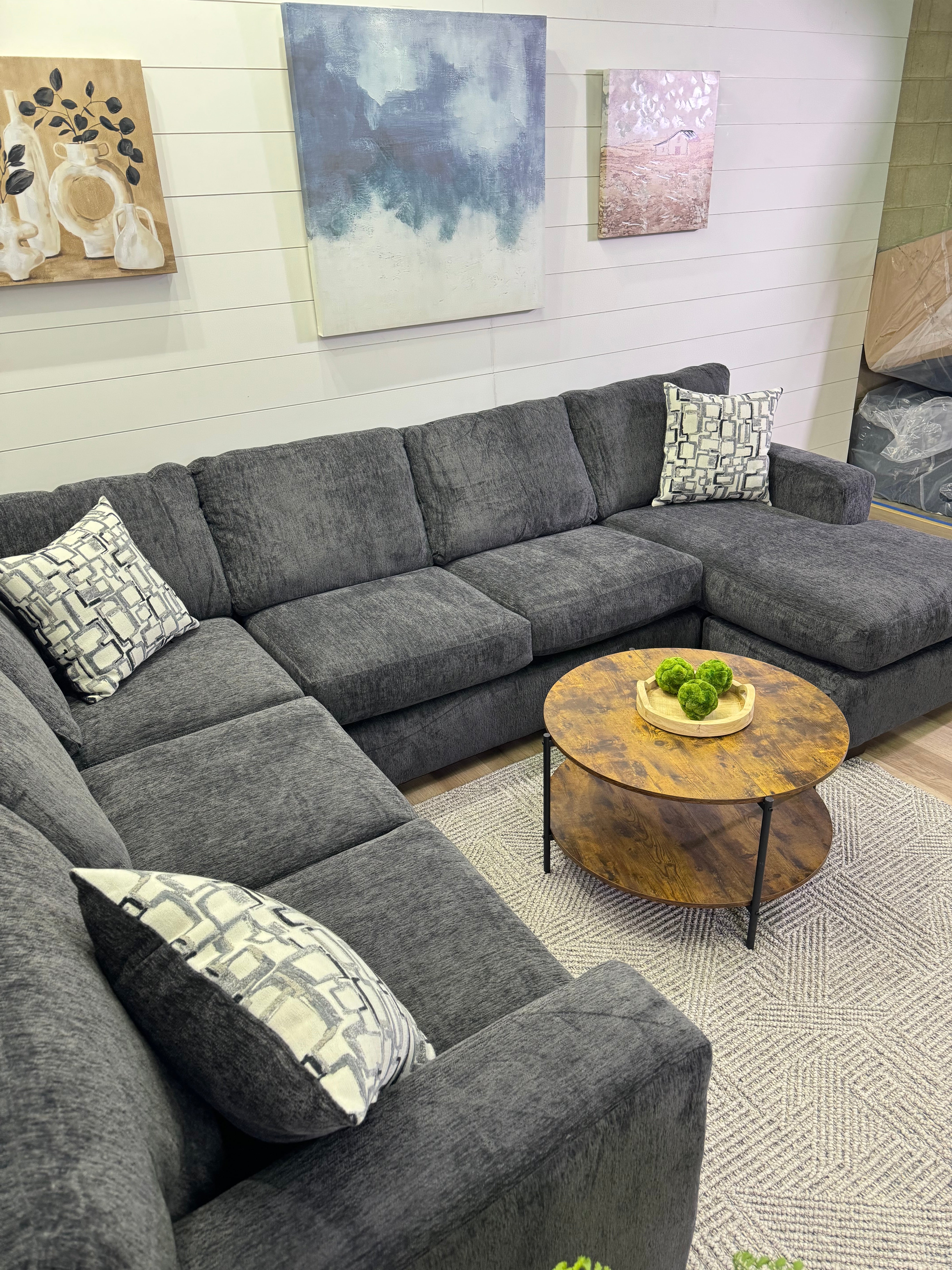 Rowan Charcoal U-Shaped Sectional with Chaise