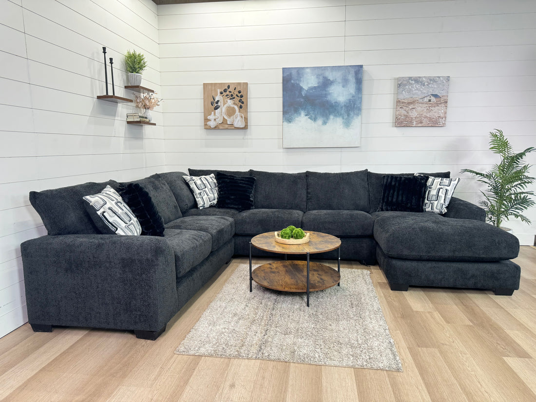 🚨CLEARANCE Monroe U Shaped Charcoal Oversized Chaise Sectional