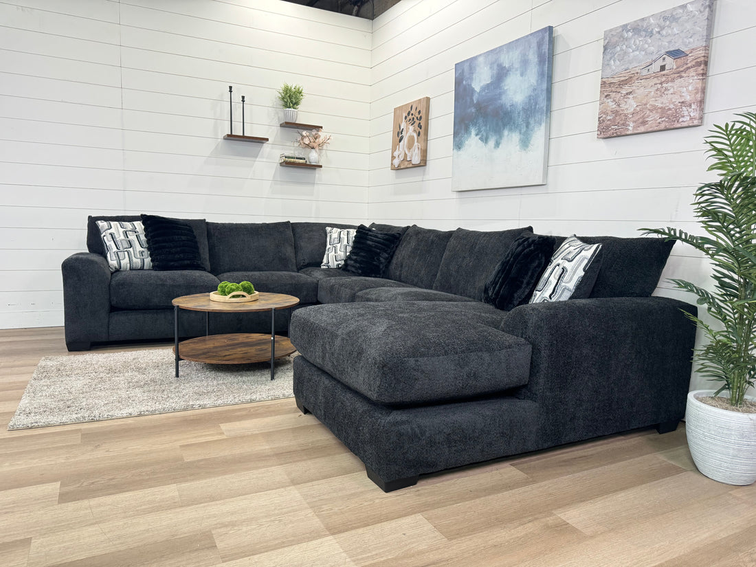 🚨CLEARANCE Monroe U Shaped Charcoal Oversized Chaise Sectional