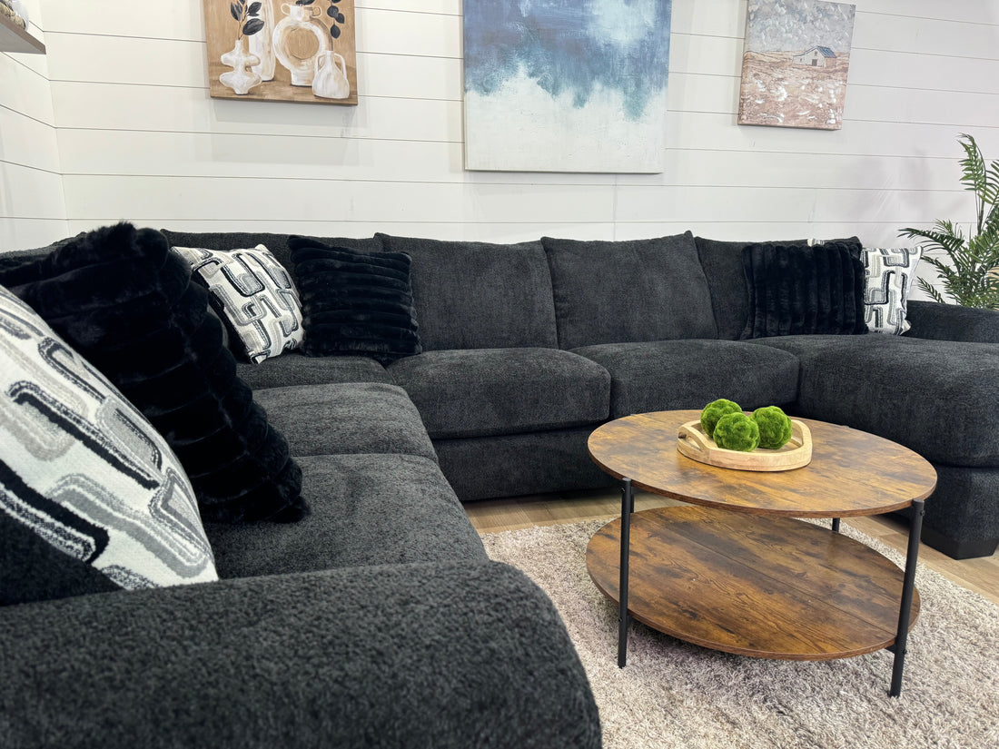 🚨CLEARANCE Monroe U Shaped Charcoal Oversized Chaise Sectional