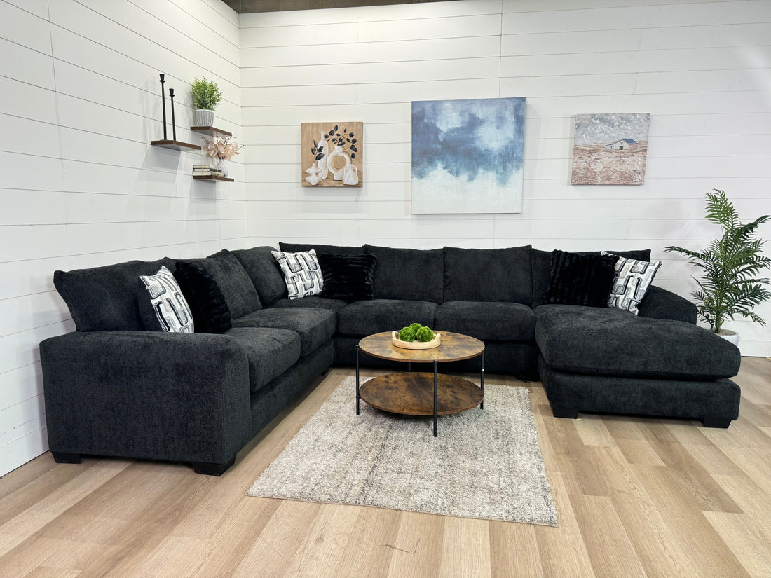 🚨CLEARANCE Monroe U Shaped Charcoal Oversized Chaise Sectional
