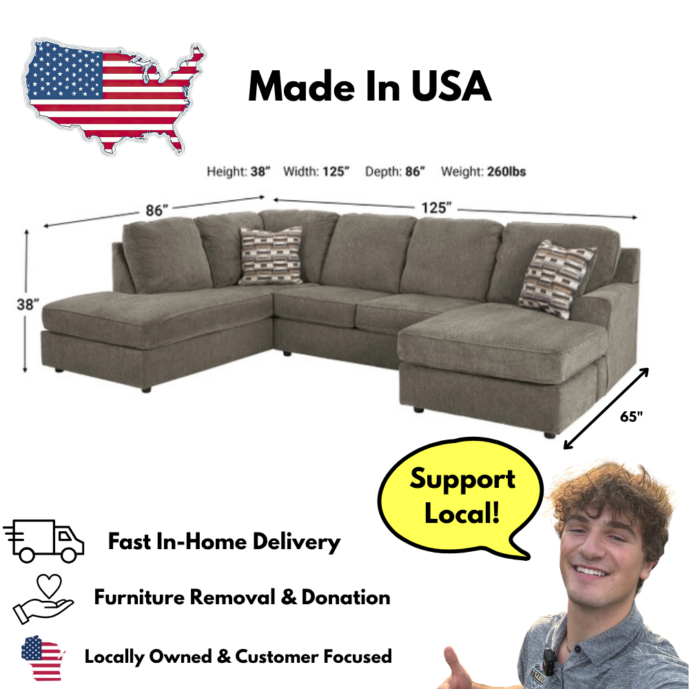 Hudson Double Chaise Sectional Sofa W/Ottoman
