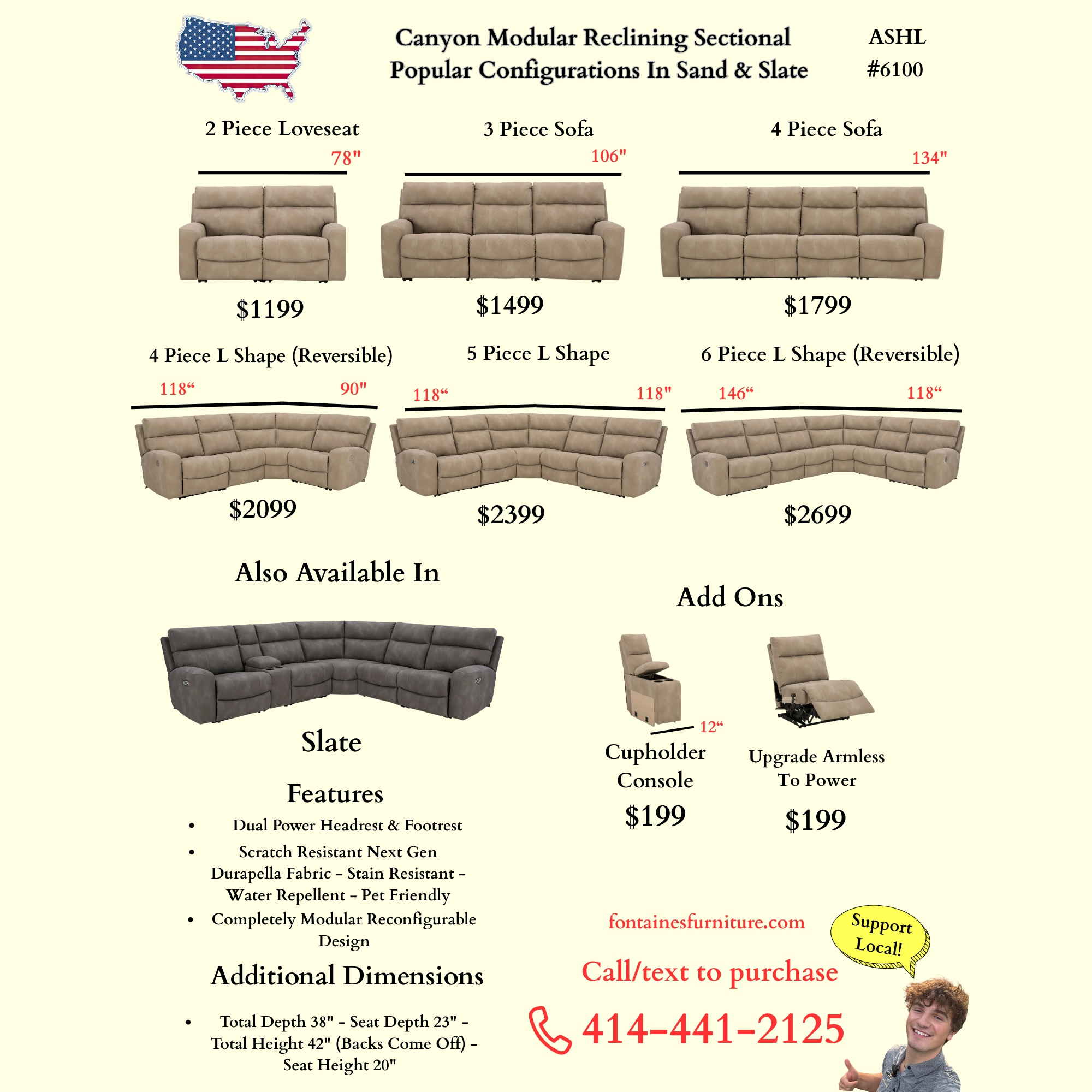 Canyon Modular Reclining Sectional In Slate (Customizable)