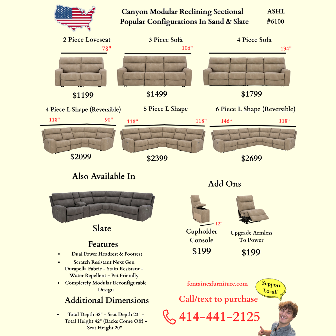 Canyon Modular Reclining Sectional In Slate (Customizable)