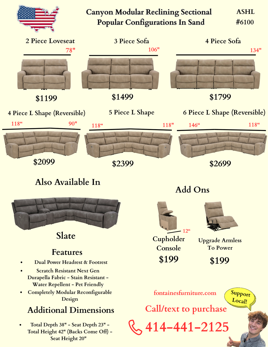 Canyon Modular Reclining Sectional Sand (Customizable)