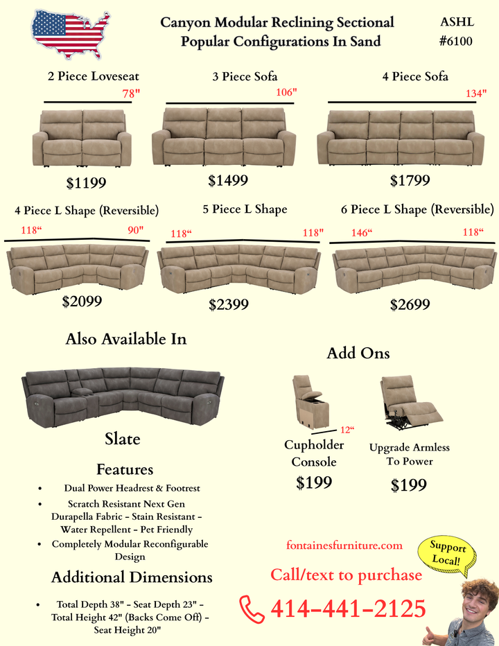 Canyon Modular Reclining Sectional Sand (Customizable)