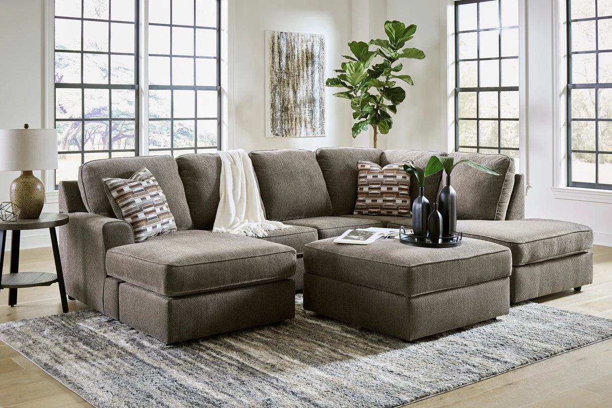 Hudson Double Chaise Sectional Sofa W/Ottoman