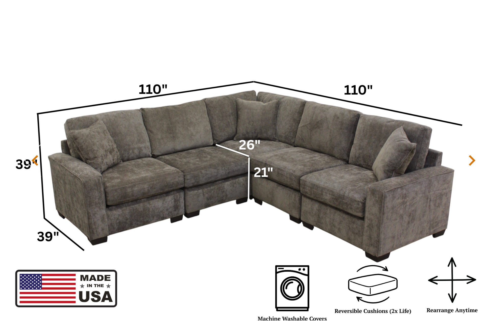 Haven Modular 5 Seat L Shape Sectional (Customizable)