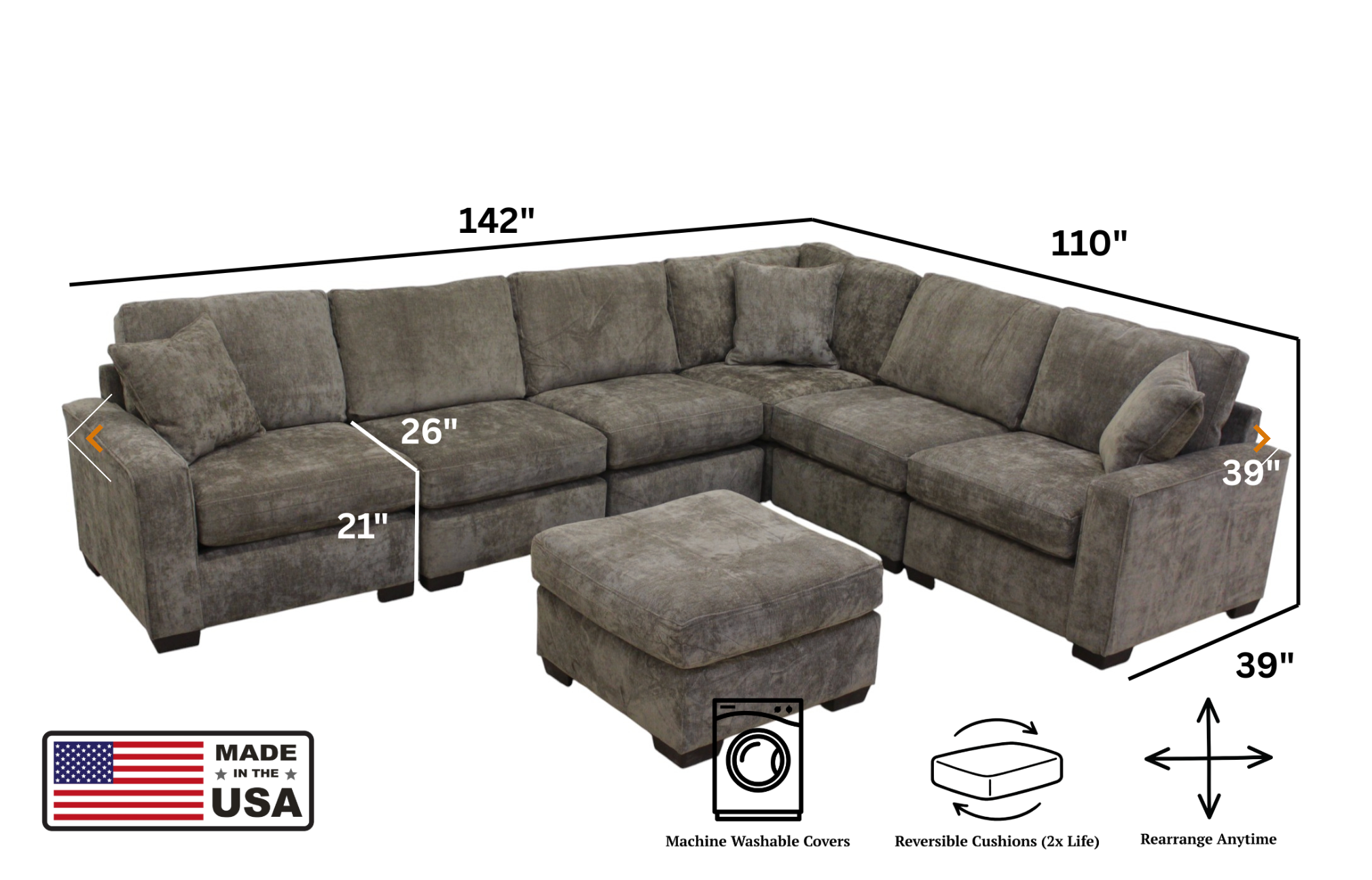Haven Modular 6 Seat L Shape Sectional (Customizable)