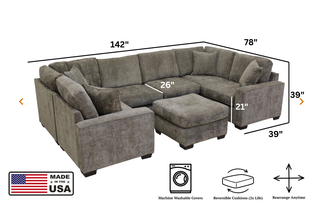 Haven Modular 6 Seat U Shape Sectional (Customizable) (Pit)