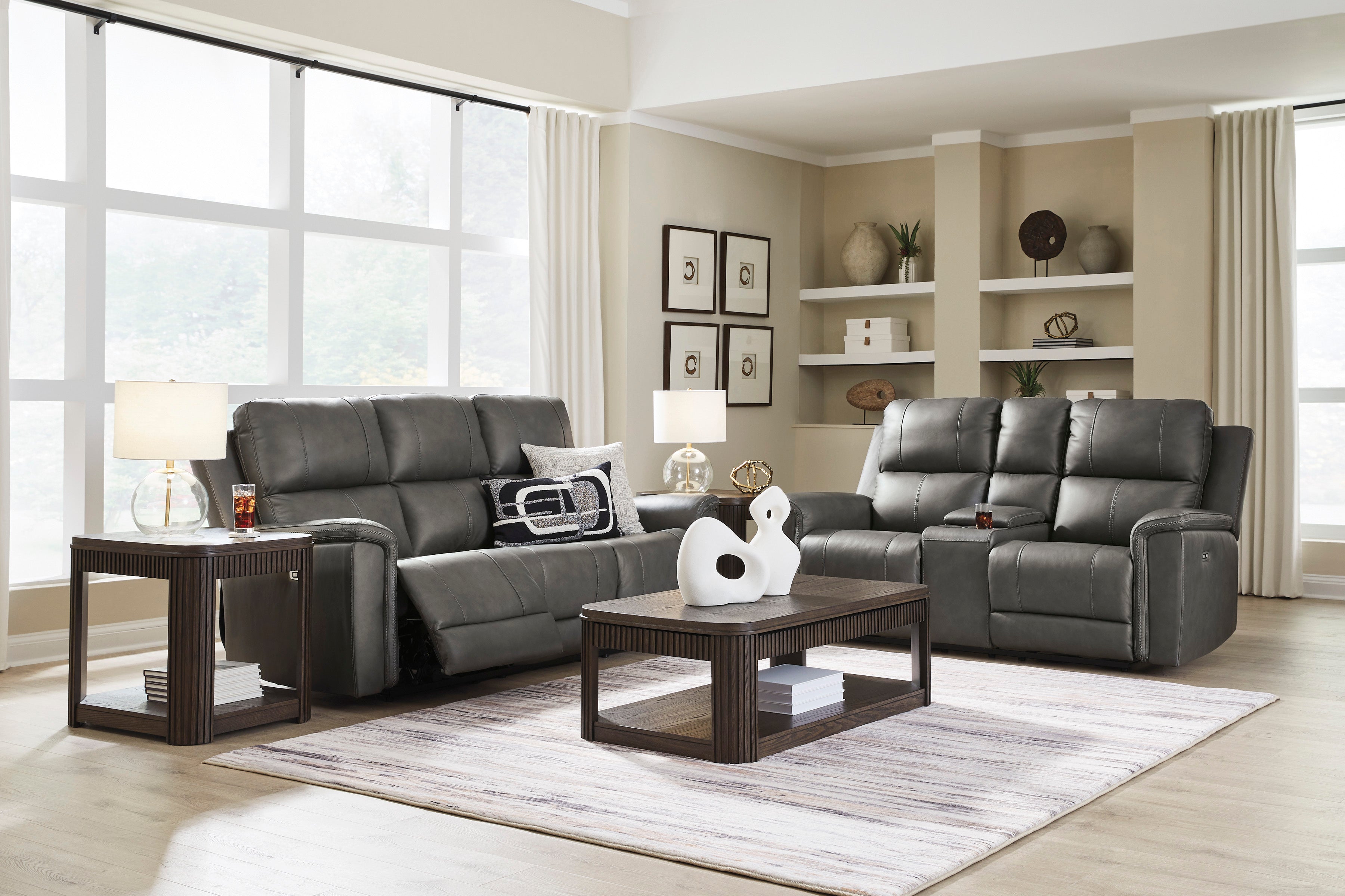 Maverick Sofa & Loveseat Set In Anchor