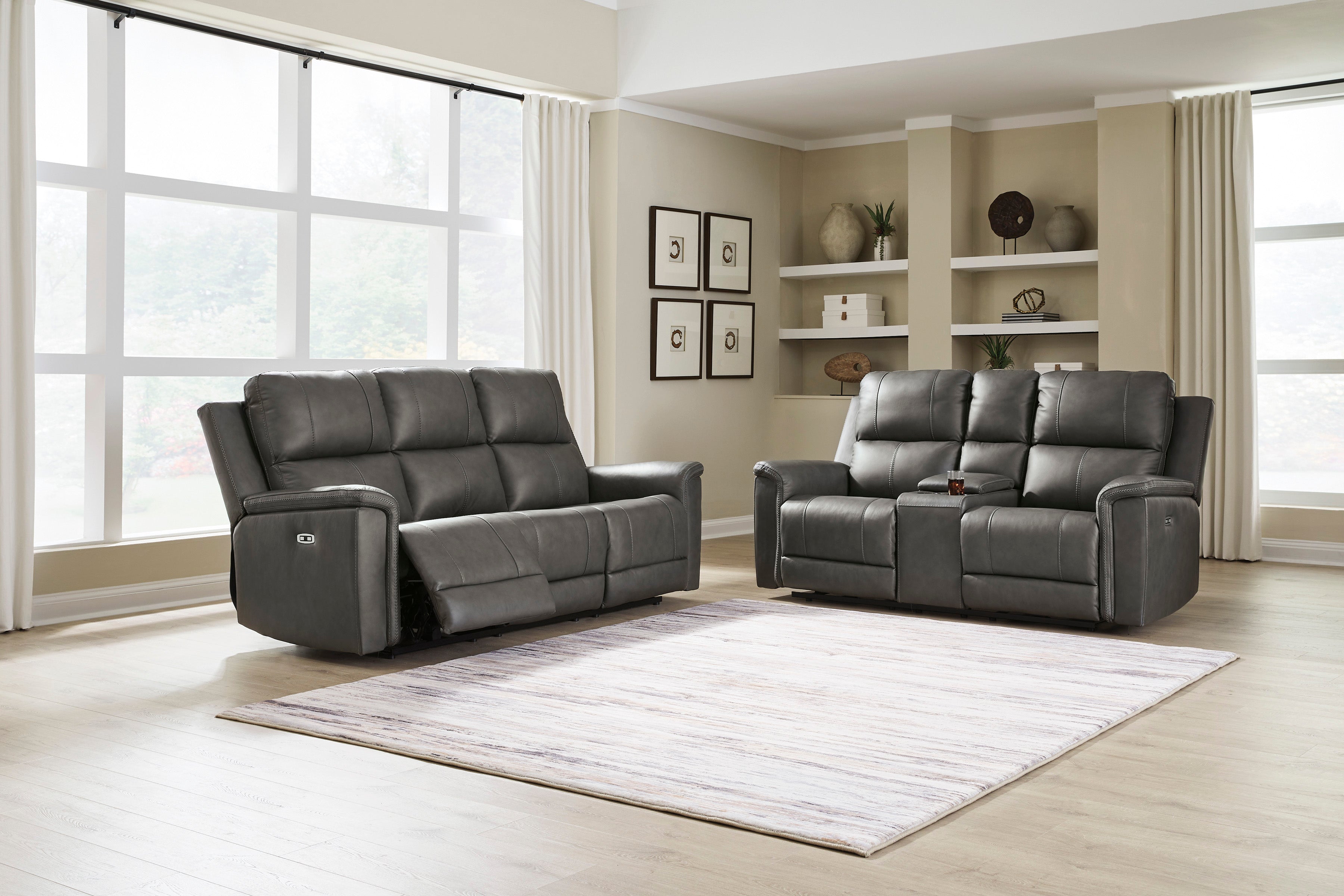 Maverick Sofa & Loveseat Set In Anchor