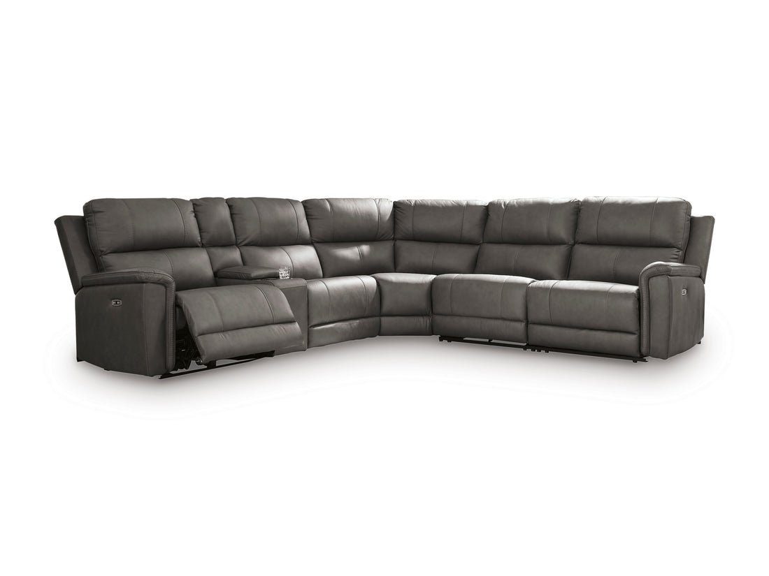Maverick Modular Leather Reclining Sectional In Anchor (Customizable)