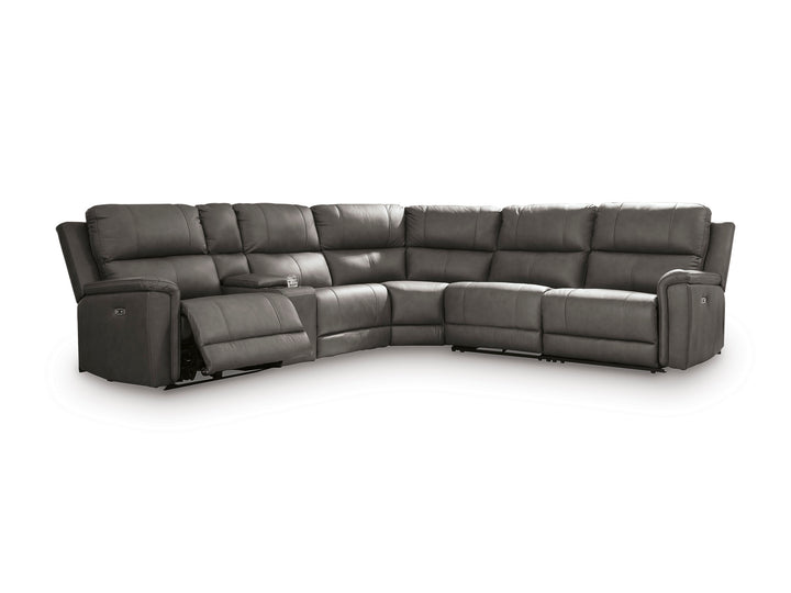 Maverick Modular Leather Reclining Sectional In Anchor (Customizable)