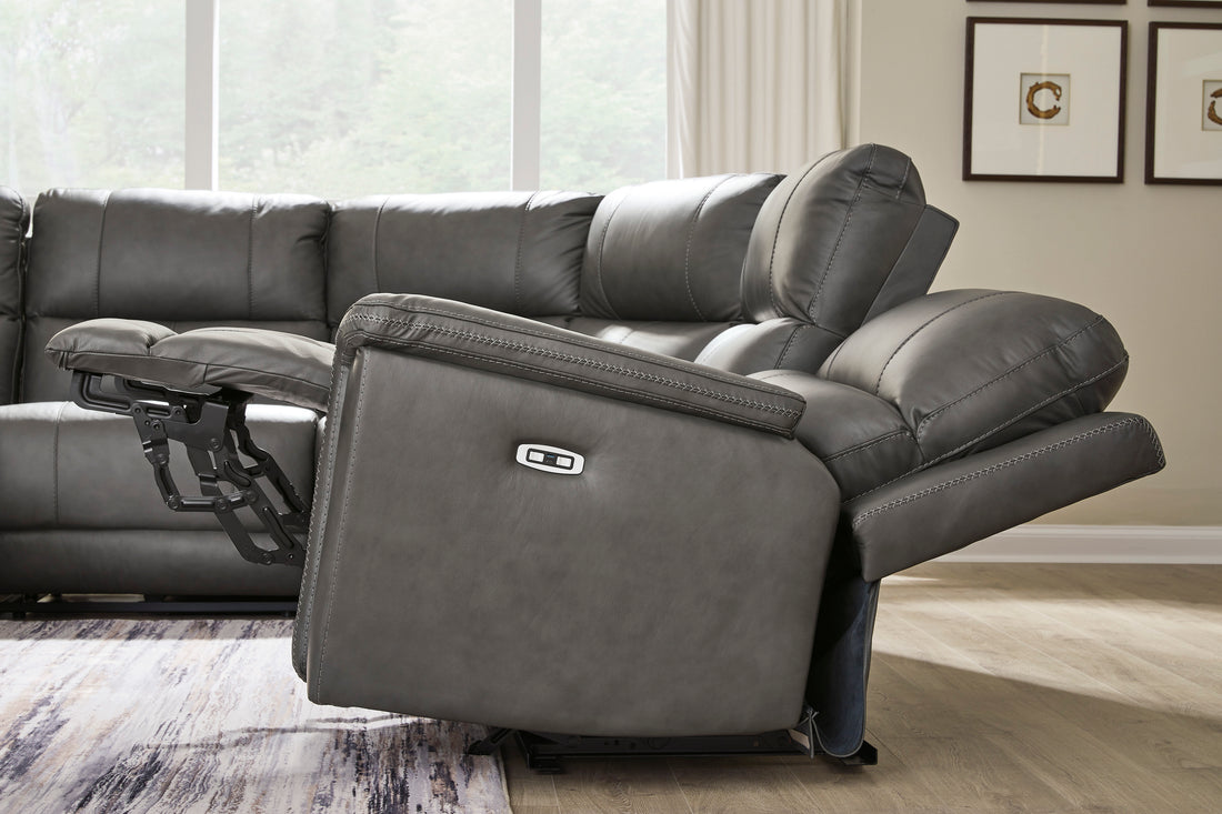Maverick Modular Leather Reclining Sectional In Anchor (Customizable)